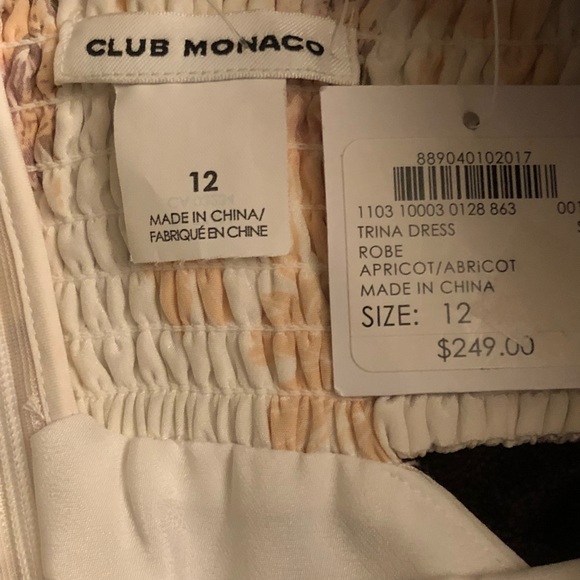CLUB MONACO Trina Dress 100% Silk Apricot Ivory - Picture 8 of 8
